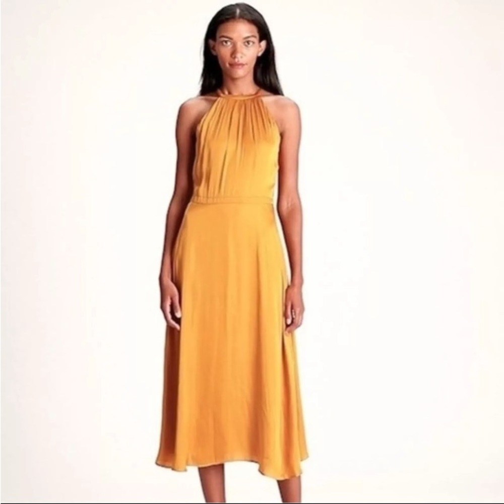 Stunning NWT 100% Silk Midi Dress, Color: Golden Yellow, & Size: 16